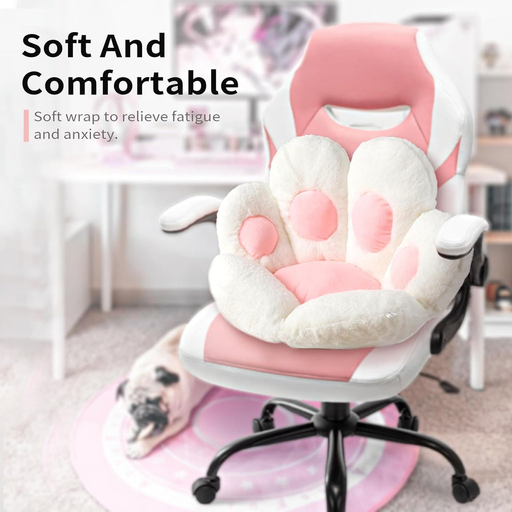 Ditucu Cat Paw Cushion Kawaii Chair Cushions 27.5 x 23.6 inch Cute Stuff Seat Pad Comfy Lazy Sofa Office Floor Pillow for Gaming Chairs Room Decor White - Image 2