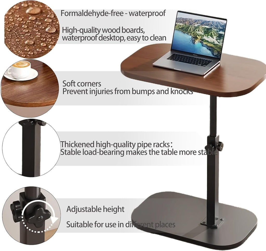 2 Set Pedestal Adjustable c Table for Small Spaces，C Shaped End Table Desktop can Turn 360° and the Height of the Sofa Small TV Tray Table Can be Adjusted for Couch - Image 5