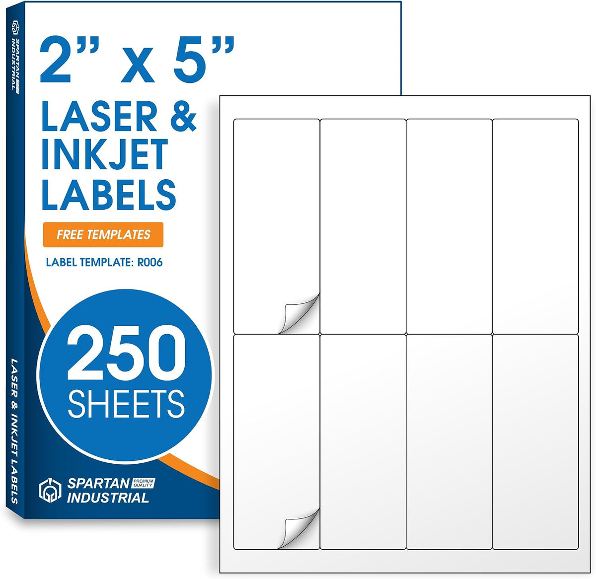 2" X 5" Matte White Printable Shipping Labels (250 Sheets, 2000 Stickers) by Spartan Industrial