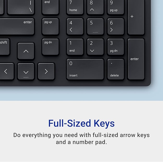 Dell KM555 Pro Compact Silent Keyboard and Mouse, Black | Bluetooth 5.1, 2.4 GHz, 4020 DPI Optical, USB Receiver, AAA Batteries, Black - Image 6
