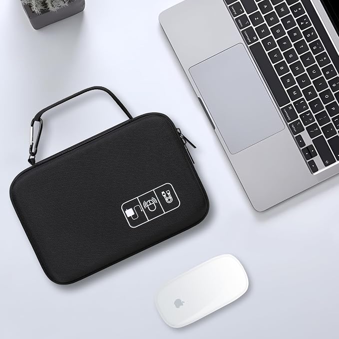 Lacdo Hard Travel Electronic Organizer Case for MacBook Power Adapter Charger, Cables, Cords, Apple Pencil, Mouse, Power Bank, USB Flash Disk, SD Cards EVA Protective Portable Accessories Bag, Black - Image 7