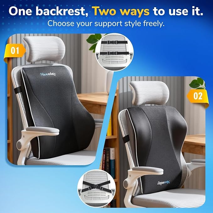 Niceeday Lumbar Support Pillow for Office Chair Car Back Support Pillow, Memory Foam Gaming Chair Desk Chair Back Cushion for Lower Back Pain Relief, Ergonomic Back Rest,Office Home Essentials - Image 11