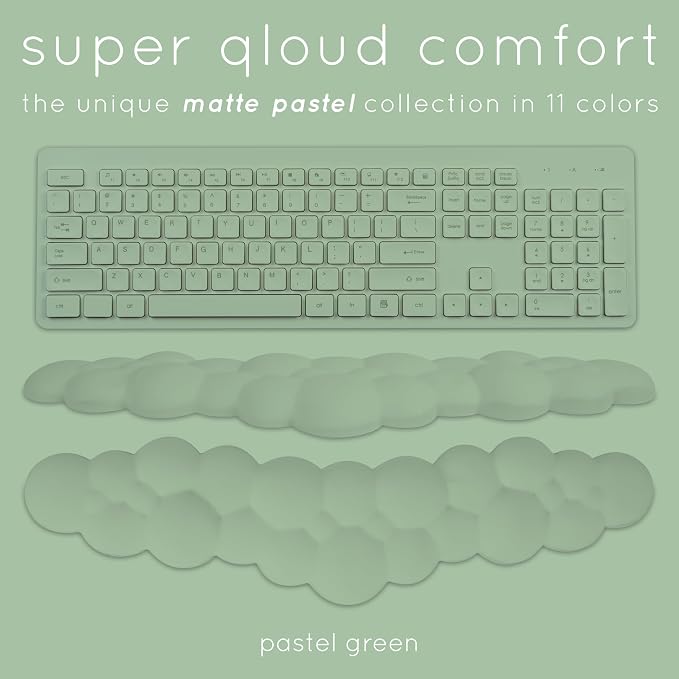 Green Cloud Keyboard Wrist Rest – Create-ables Qloud Green Wrist Rest for Computer Keyboard and Mouse, Ergonomic Memory Foam Wrist Pad with Non-Slip Base, Includes Cloud Mouse Pad - Image 2