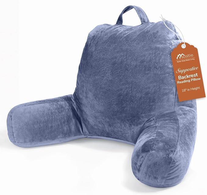 Sasttie Reading Pillow for Bed, Back Pillow for Sitting Up, Grey Purple | 18" Backrest Support Cushion for Couch, Sofa, and Floor, Dorm Essentials, OEKO-TEX, Adjustable Down Alternative Fill by SASTTIE