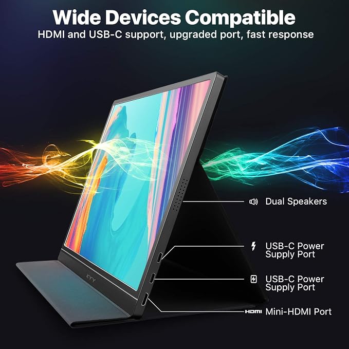 KYY Portable Monitor 15.6'' FHD 1080P Portable Laptop Monitor USB C HDMI Gaming Monitor - Image 6