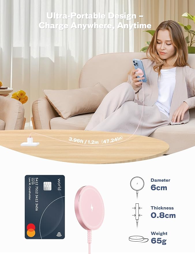 Bohuma Magnetic Wireless Charger: Mag-Safe Charging Pad Fast Charger Pad Dock for Home Office - Image 8