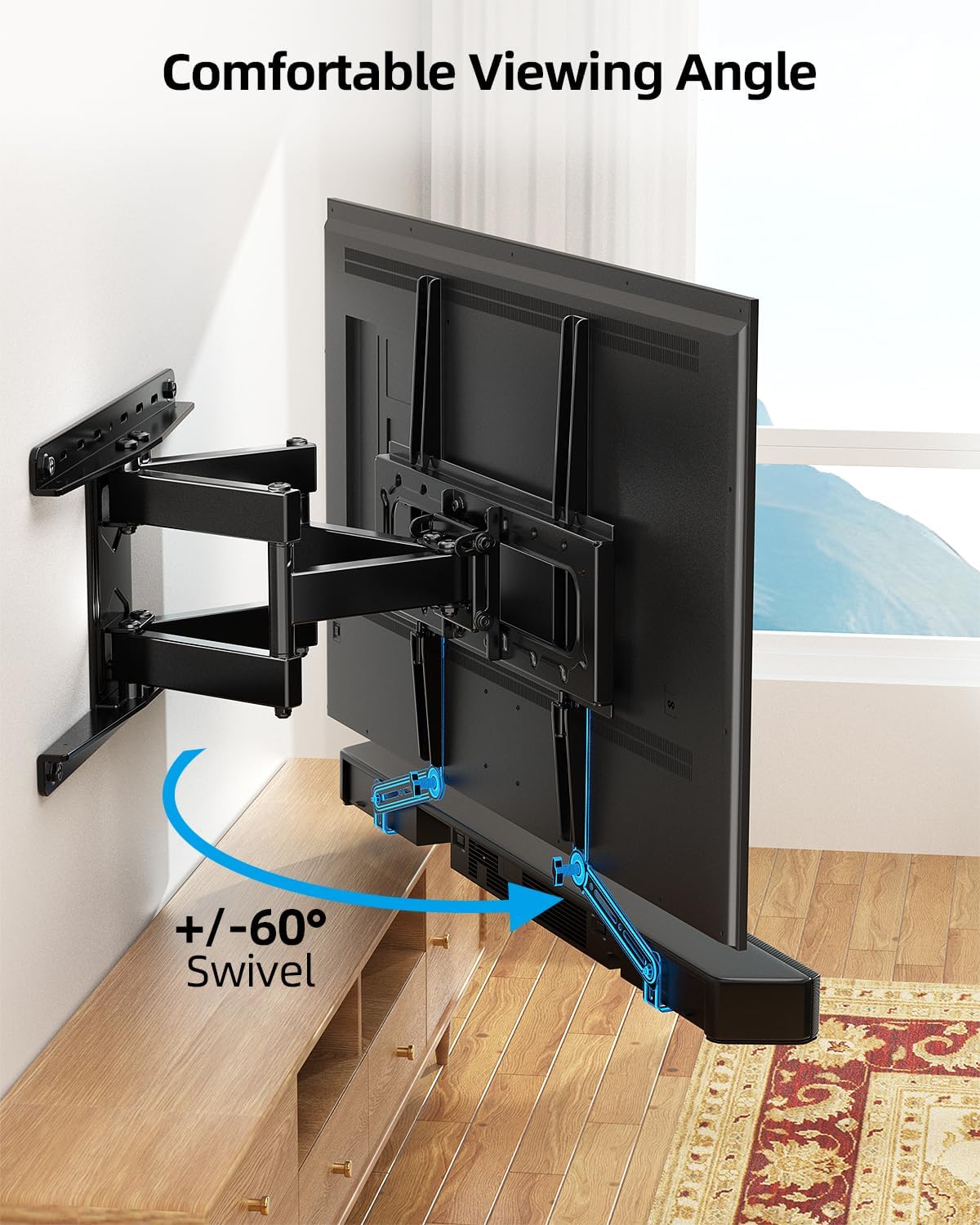 HOME VISION Full Motion TV Mount Soundbar Bundle for 26-70" TVs, 132 lbs - Image 5