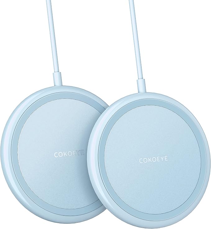 Wireless Charger, 15W Max Fast Wireless Charging Pad 2-Pack Compatible with iPhone16/16Plus/16Pro/16ProMax/iPhone15/15Pro/15Plus/14/13/12/Samsung S24 /S24Ultra/S23Ultra/S22/S21,AirPods Pro 2 Blue by COKOEYE