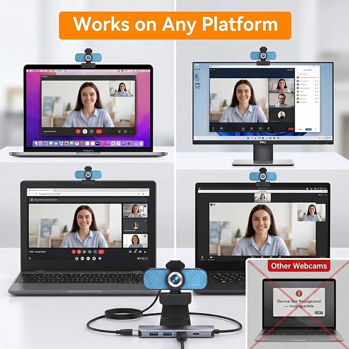 1080P Webcam for PC – Complete Your Setup, Built for Every Need | Plug and Play in Seconds, Crystal Clear Video, Noise-Canceling Mic, Works on Any Platform, Privacy Cover, Clip & 5ft Cable - Image 5
