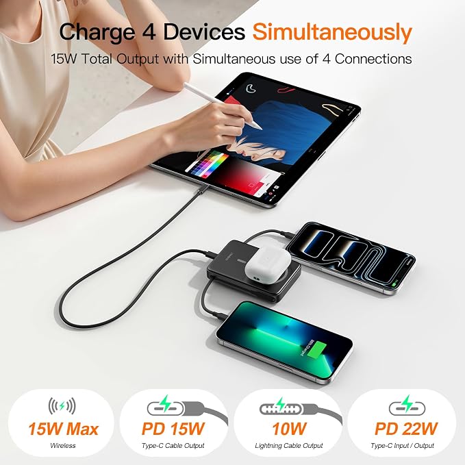 Magnetic Portable Charger 10000mAh, 22.5W Power Bank with Built in Cable | Foldable Stand,20W Fast Charging for Magsafe Battery Pack with LED Display, Travel Essential for iPhone 17/16/15/14/13/12 Pro - Image 3