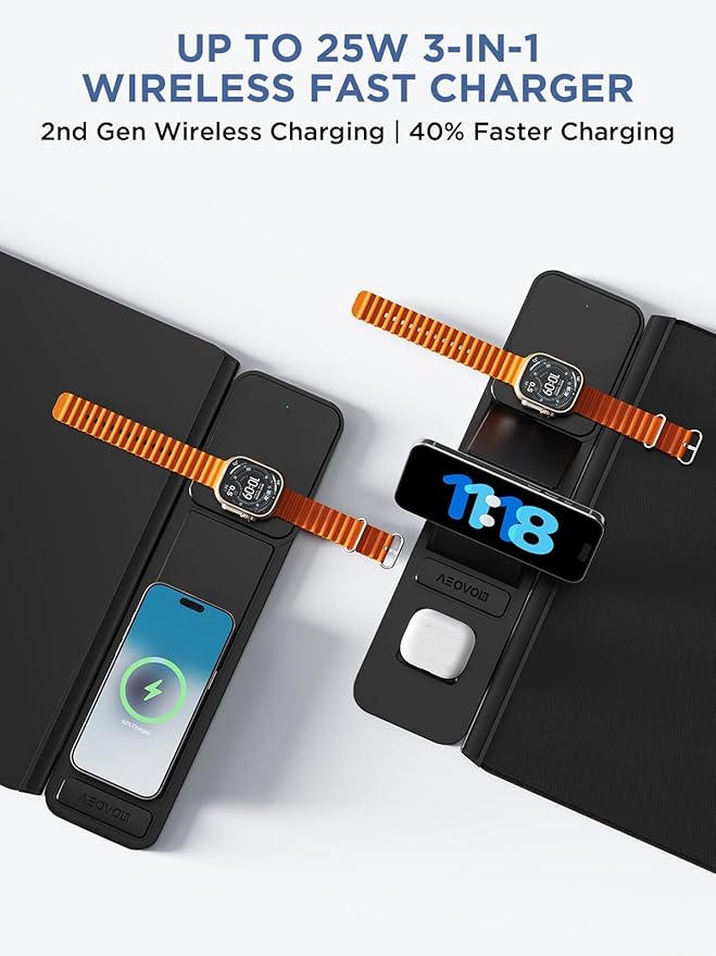 25W Wireless Fast Charging Mouse Pad with Foldable Phone Holder, 2nd Gen 3-in-1 Wireless Charging Desk Mat 35.4" x 15.7" Large Waterproof Desk Pad for Office, Gaming & Home - Image 3