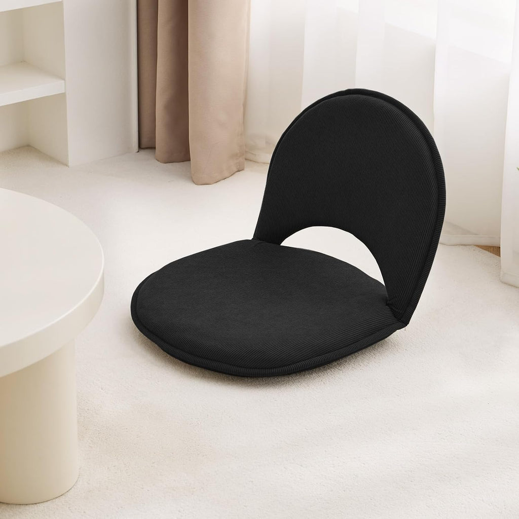 YOUKEEEJOJO Floor Chair 5-Position Adjustable Back Support Chair Foldable Camping,Video-Gaming Reading Watching, Upholstered Meditation Convenient Seats (Black) - Image 7