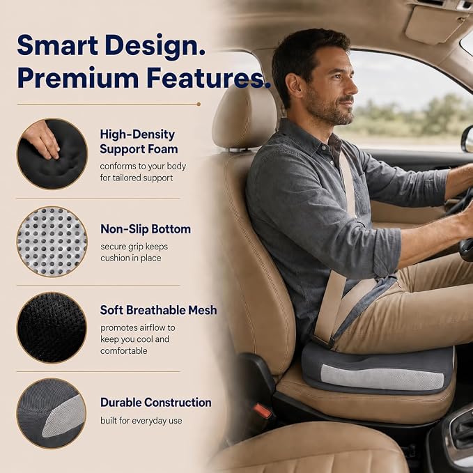 Seat Cushions for Office Chairs Wheelchair Cushion for Long Sitting Back Pain，Memory Foam Seat Car Computer Desk Chair Cushion，Coccyx Cushion for Tailbone Pain Relief Cushion Office Chair Butt Pillow | Suitable for prolonged sitting, relieves tailbone ... - Image 7