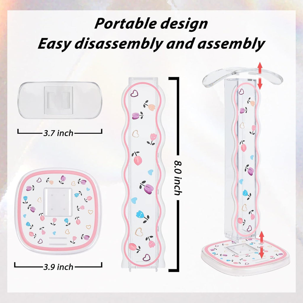CamyCosy Headphone Holder for Desk, Gaming Headset & Earphone Stand with Tulip Flowers Pattern - Image 2