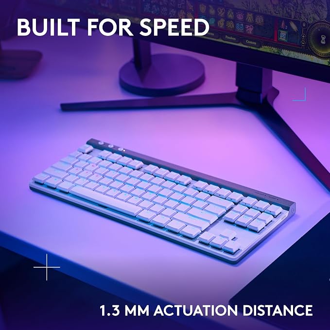 Logitech G515 Lightspeed TKL Wireless Gaming Keyboard (Tactile) - White | Thin Tenkeyless design, LIGHTSYNC RGB, PBT keycaps, Tactile Brown mechanical switches - Image 3