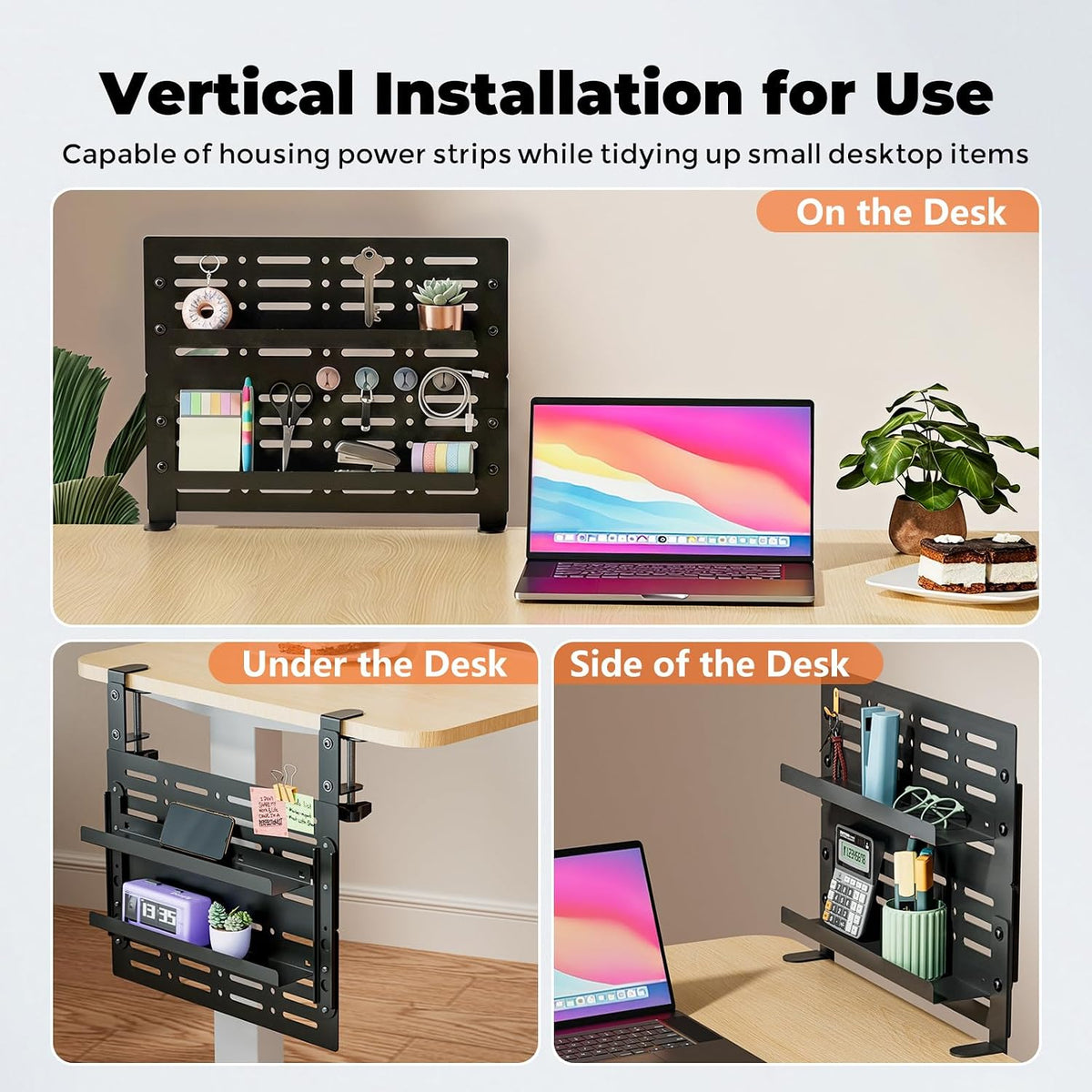 JOY worker 4-in-1 Clamp on Above/Under Desk Pegboard Cable Management Tray - Image 5