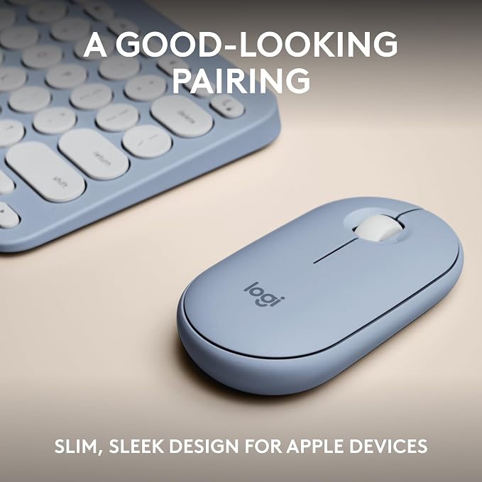 Logitech Pebble 2 Combo Mac Wireless Keyboard and Mouse - Tonal Blue | Slim, quiet, portable, customizable, Bluetooth, Easy-Switch, for Mac, macOS, iPadOS - Image 2