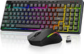 Redragon S156 Wireless Keyboard and Mouse with Tri-Mode, Mechanical Feel Keyboard and 4800 DPI 61G Ultra-Light Gaming Mouse, RGB Backlit, 4 Macro Keys, Long Battery Life for PC, Mac, Ideal for Gamer by REDRAGON