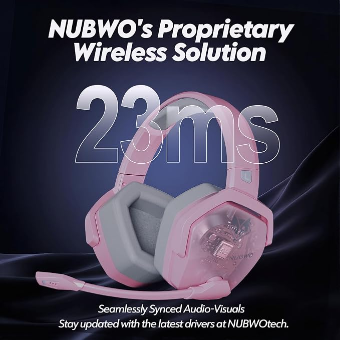 NUBWO G06 Dual Wireless Gaming Headset with Mic for PS5, PS4, PC, Mobile, Switch: 2.4GHz Wireless + Bluetooth - 100 Hr Battery - 50mm Drivers - Pink - Image 3