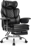 NEO CHAIR Big & Tall Leather Office Chair, High Back, Lumbar Support, Black | Gaming Chair for Adults and Computer Use, Reclining Office Chair with Foot Rest, Massage, Comfy Design and Heavy Duty Support by NEOCHAIR