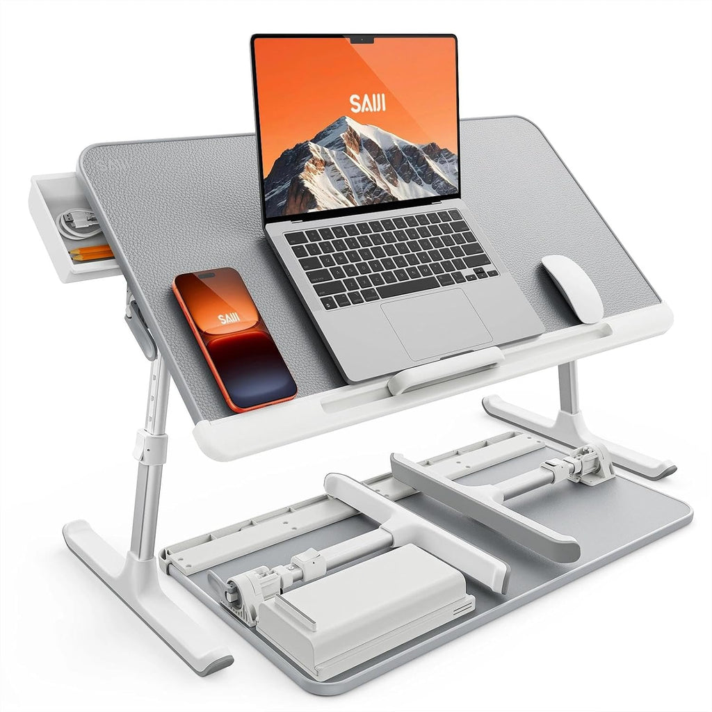 SAIJI Laptop Bed Tray Table - Adjustable Lap Desk for Couch (Gray) by SAIJI