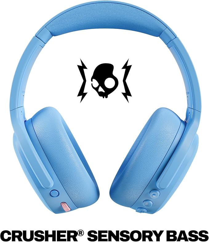 Skullcandy Crusher ANC 2 Noise Cancelling Wireless Headphones - Preppy Blue | Multi-Sensory Crusher Bass, Over-Ear Fit, Bluetooth, 60 Hours Battery, Working Out, Gym, Travel, Studying, Music, Gaming - Image 2