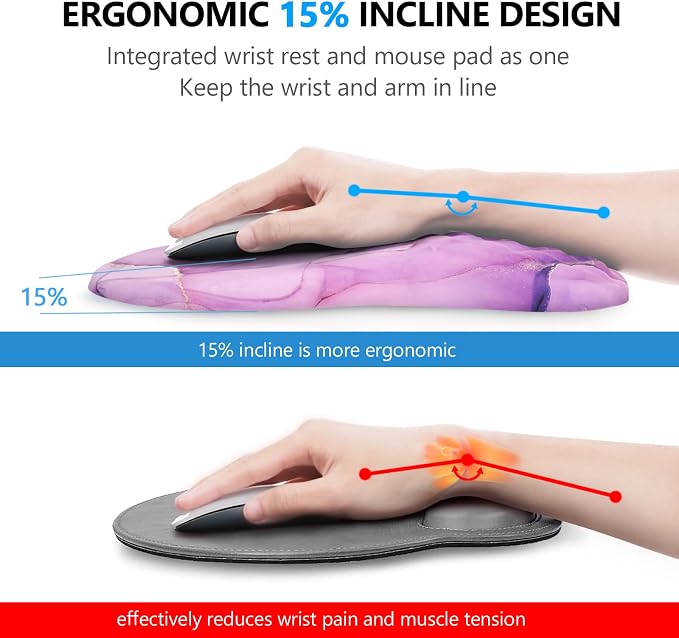 Ergonomic Mouse Pad with Wrist Support and Keyboard Wrist Rest Set | Memory Foam Wrist Cushion, Non-Slip PU Base, Massage Design, Relieves Wrist Pressure for Work, Gaming & Office Use - Image 2