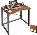 Huuger Folding Desk for Small Spaces, 23.6 Inch Foldable Computer Table | Easy Assembly, Small Writing Work Office Computer Desk, for Home Office, Study, Bedroom, Dorm, Space Saving, Rustic Brown by Huuger