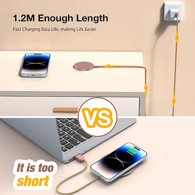 Magnetic Wireless Charger for iPhone: Compatible with Magsafe Charger iPhone 17 16 15 14 13 12 Series & Airpods 4 3 2 Pro-Fast 15W Max Charging Pad Strong Magnet, Dual USB-C/A Ports-Home Office Travel | Strong Magnet Charging Pad, with Dual USB C to A ... - Image 7
