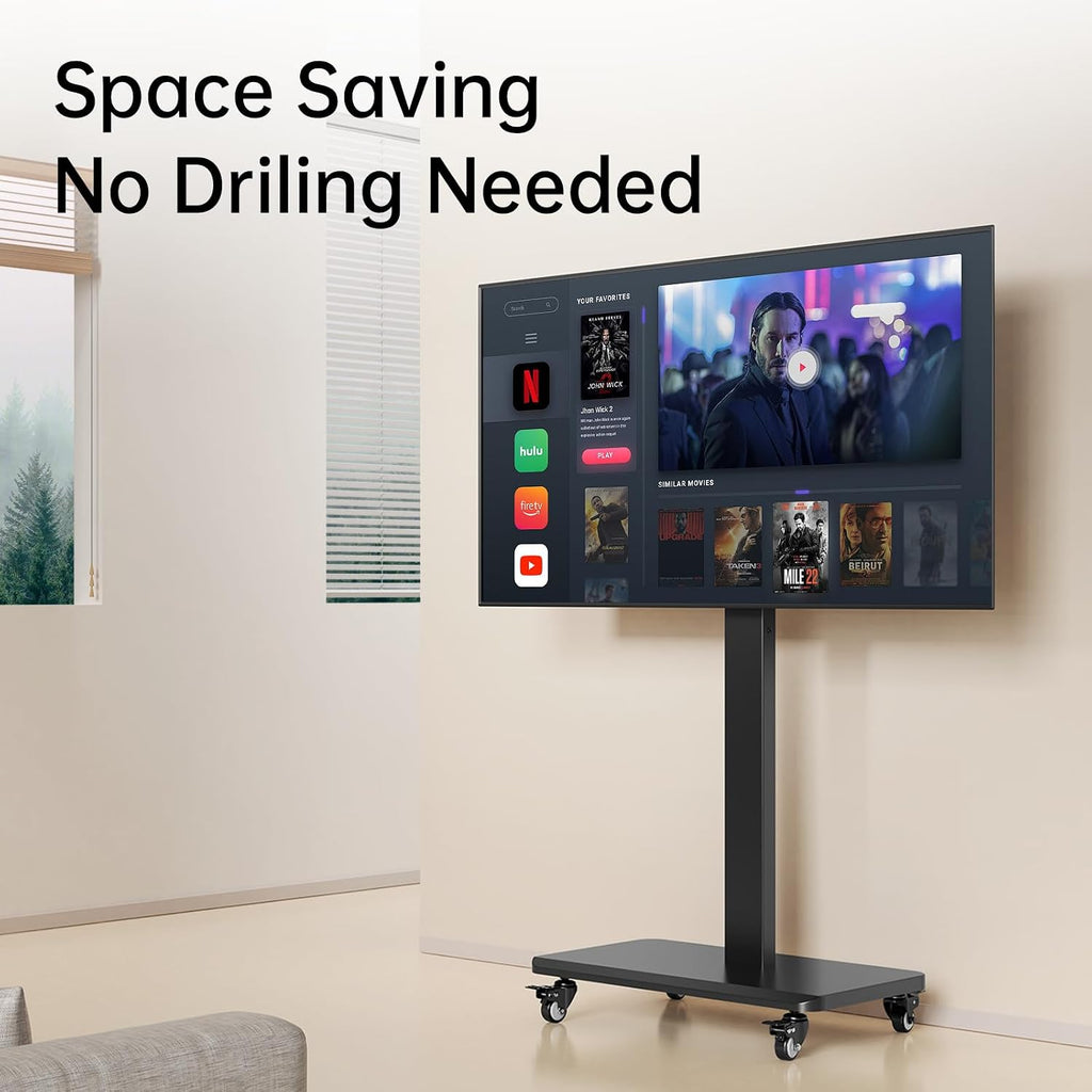 Mobile TV Cart with Wheels.Rolling TV Stand for 26 to 65 Inch Flat Panel Screens,Portrait to Landscape,Height Adjustable Portable TV Stand Holds Up to 100lbs,Max VESA 400x400mm (Black) - Image 7