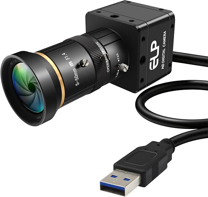 120fps Global Shutter Camera,USB3.0/2.0 High Speed Color Webcam,10X 5-50mm Manual Zoom Lens,1920x1200 Max Resolution,Wide System Support for High Speed Motion Analysis Golf Swing 3D Printer by IFWATERUSBCAMERA