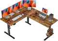 FEZIBO 63" x 55"L Shaped Standing Desk Adjustable Height, Electric Stand up Corner Computer Desk, Sit Stand Home Office Desk with Splice Board, Vintage-Brown by FEZIBO