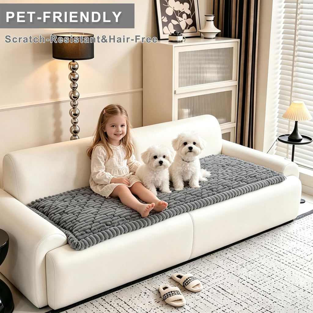 100% Waterproof Fuzzy Couch Cover for Dogs, Washable Non-Slip Pet Couch Covers for Sofa, Soft Thick Furniture Protector Sofa Slipcover Mat for Dogs (Dark Gray, 27.5"x70.9") - Image 6