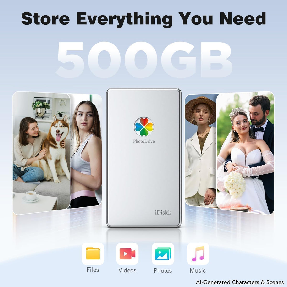 iDiskk App-le Certified 500GB External Hard Drive for iPhone Android Phone - Image 2