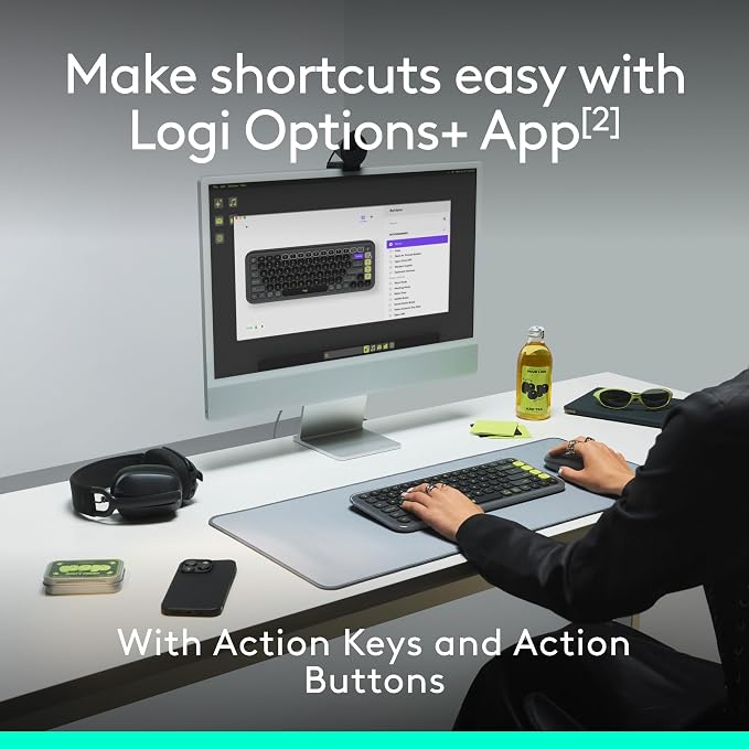 Logitech POP ICON Combo Keyboard and Mouse - Graphite and Off-White | Comfortable typing, programmable keys and buttons, quiet clicks, Bluetooth, easy-switch up to 3 devices - Image 4