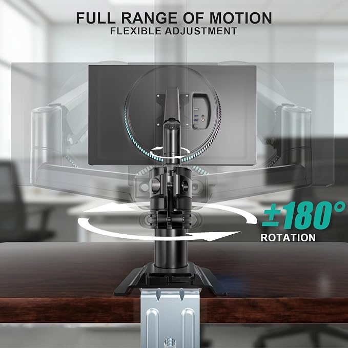 WALI Tall Single Monitor Arm for 13-33 inch Screens, up to 19.8 lbs | Height Adjustable Monitor Desk Mount, Full Motion with Tilt, Swivel, C-Clamp & Grommet Base, VESA 75/100mm (GSDM001), Black - Image 4