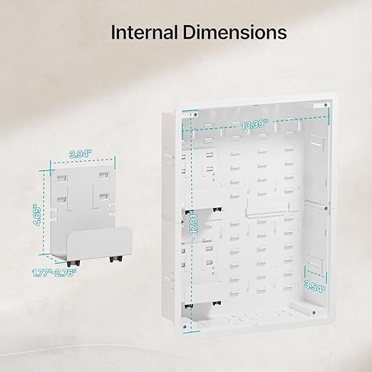 17" in-Wall Media Box Recessed Outlet Cable Management Kit | Structured Media Enclosure, One Connect & Network Switches, Fits Fire TV Stick Samsung, Recessed In-Wall Design - Image 6