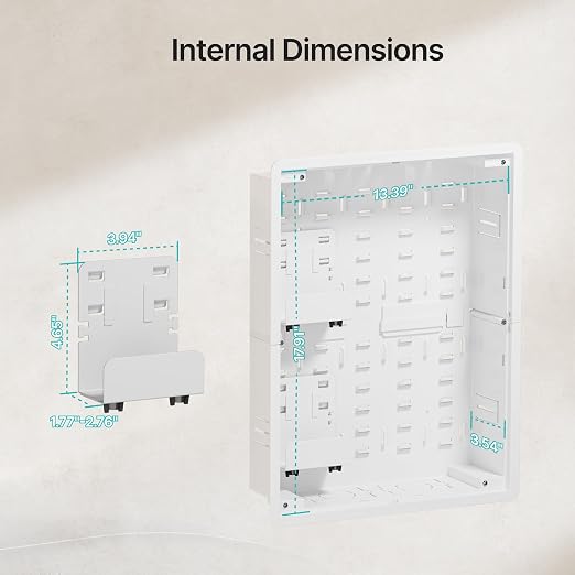 17" in-Wall Media Box Recessed Outlet Cable Management Kit 2 Pack | Structured Media Enclosure, One Connect & Network Switches, Fits Fire TV Stick Samsung, Recessed Design, 2 Pack - Image 6