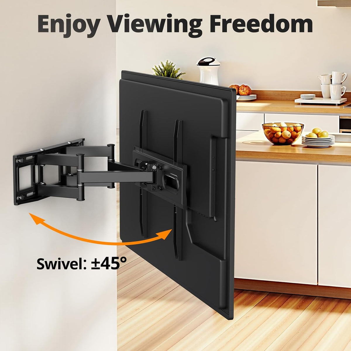 50 55 65 inch Full Motion TV Wall Mount for 32-70 inch TV Bracket,Dual articulating Arms Mount, Tilt Swivel Extension Level, Max VESA 400x400mm, 16" Studs, 110 lbs,Fit Most 40 43 50+ TVs - Image 4