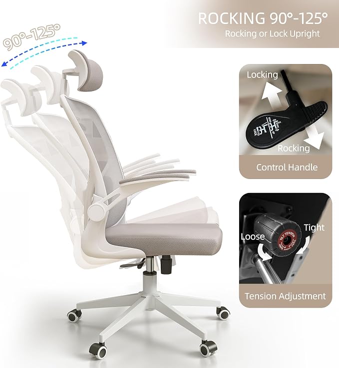 Ergonomic Office Desk Chair High Back Mesh Computer Chair Adjustable Chair | 360° Swivel Adjustable Lumbar Support & Flip-Up Armrests capacity 300 lbs capacity - Image 5