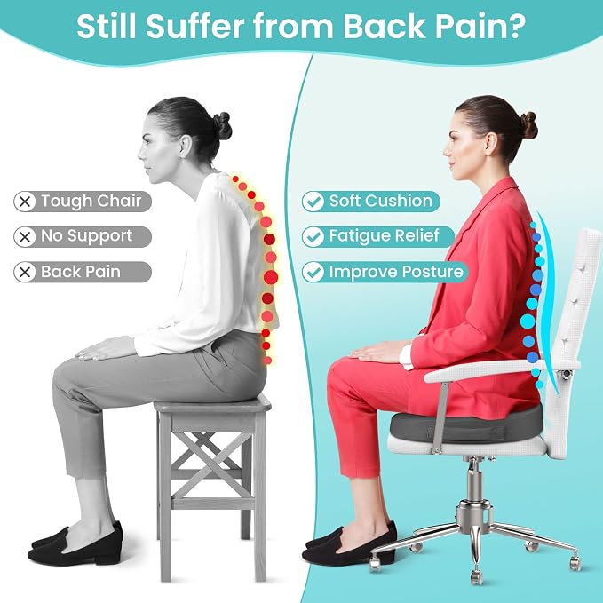 Gel Seat Cushion, Enhanced Memory Foam Cushion for Tailbone Pain, Gray | Cooling Gel for Office Chair, U-shaped Design Chair Cushion for Gaming, Car, Wheelchair, Non-Slip Base, Washable Cover - Image 5
