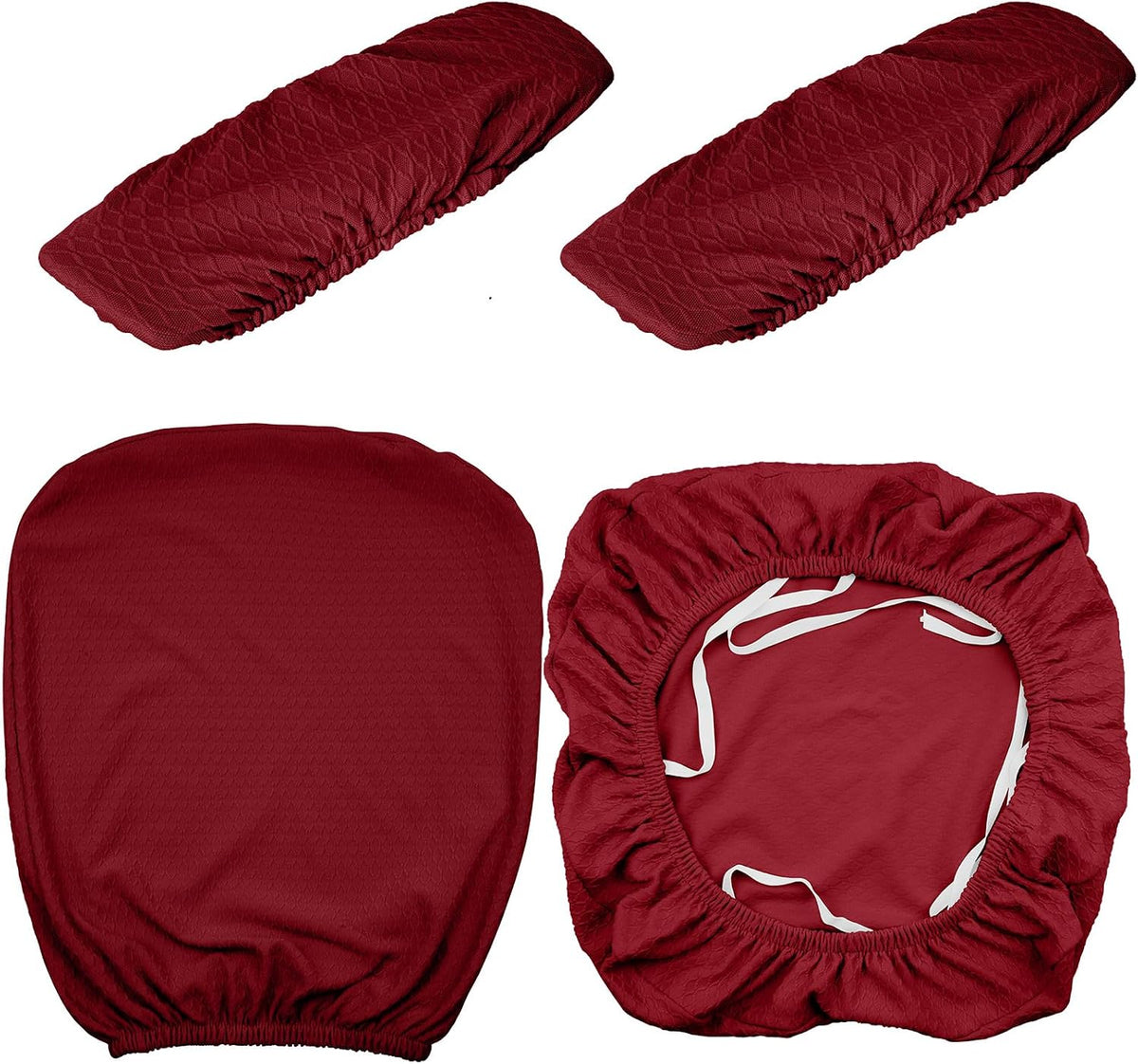 4 Pcs Office Chair Covers Set Computer Armrest Slipcover Seat, Red - Image 7
