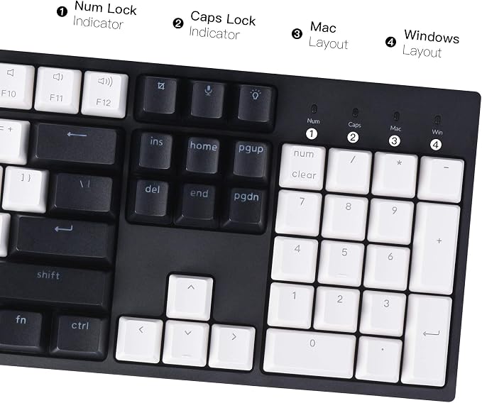 Keychron C2 Full Size 104 Keys Wired Mechanical Gaming Keyboard for Mac Layout, Gateron G Pro Brown Switch/White LED Backlight/Double Shot ABS Keycaps/USB C Computer Keyboard for Windows Laptop - Image 9