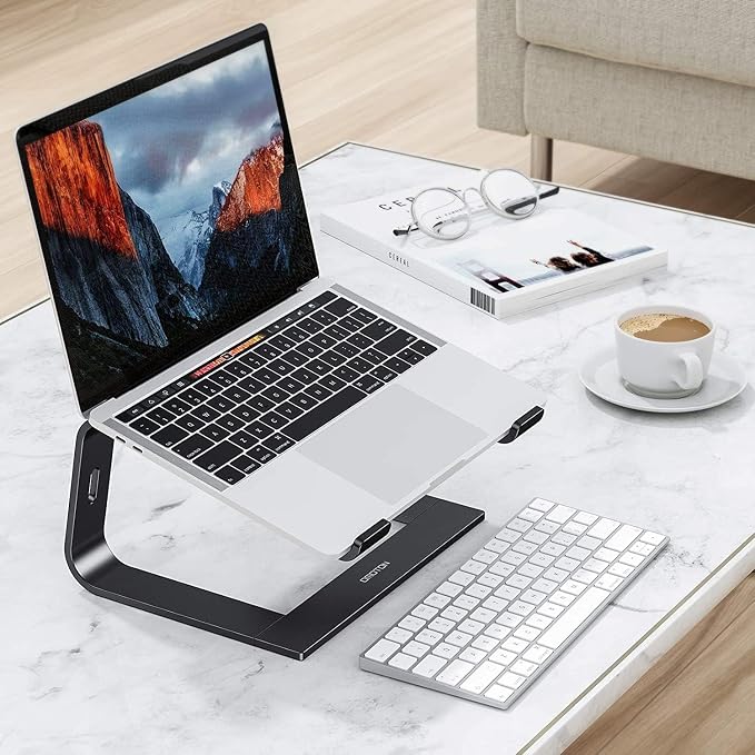 OMOTON Laptop Stand, Detachable Mount for MacBook Air/Pro Dell HP Black | 11-17" Laptop Holder for Desk, Notebook Computer Mount, Lightweight Cooling for Desk, Ergonomic Home Office - Image 8