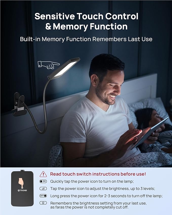 TROND LED Desk Lamp with Clamp, 1000LM Bright 3-Level Dimmable Desk Light | 6000K Daylight Extra-Long Flexible Gooseneck Clip on Light, Eye-Care Clamp Lamp for Painting, Workbench,Reading, Sewing - Image 5