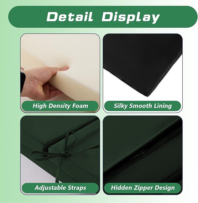 High Back Patio Chair Cushions, 21x20 Waterproof & Fade-Resistant Outdoor Dining Chair Cushions, Indoor/Outdoor High Back Cushion, Seat Pad for Glider and Lawn Chair, Forest Green - Image 4