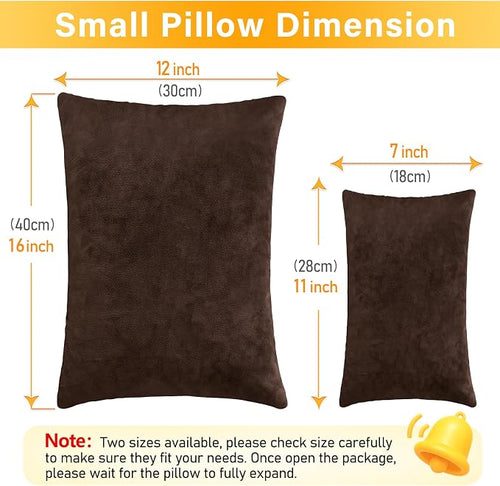 1 MIDDLE ONE 2 Pack Small Pillow, 16 X 12 Inches, Memory Foam Mini Pillow for Travel, Camping, Sleeping, Nap and Neck, Knee, Lumbar Support, Tiny Cushion for Pet, Dogs (Brown) - Image 2