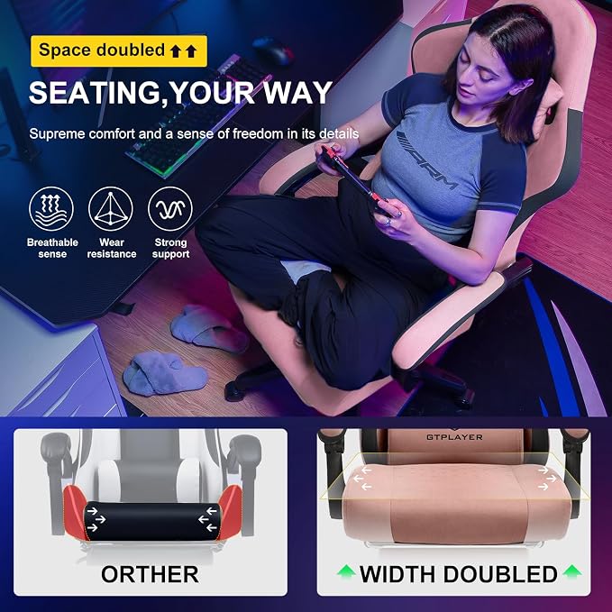 GTPLAYER Gaming Chair, Computer Office Chair with Pocket Spring Cushion, Linkage Armrests and Footrest, High Back Ergonomic Computer Chair with Lumbar Support Task Chair with Footrest - Image 4