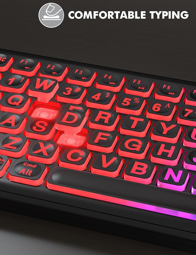 Wireless Keyboard and Mouse Combo with RGB Backlit, Rechargeable | Light Up Letters, Full-Size, Soft Typing, Sleep Mode, 2.4GHz Quiet Keyboard Set for Mac, Windows, Laptop, PC, Trueque KM42Pro - Image 8