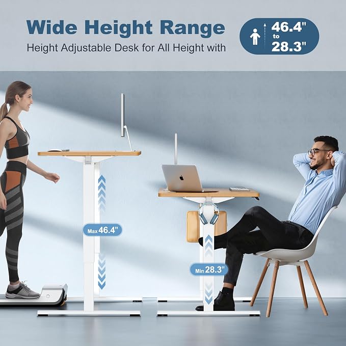 DUMOS 63 Inch Electric Standing Desk, Memory Adjustable Home Office Desk | Sit Stand Up Desk for Work Home Office,Adjustable Desk, Rising Computer Table with Splice Board,Cable Management,Hook,Oak - Image 5